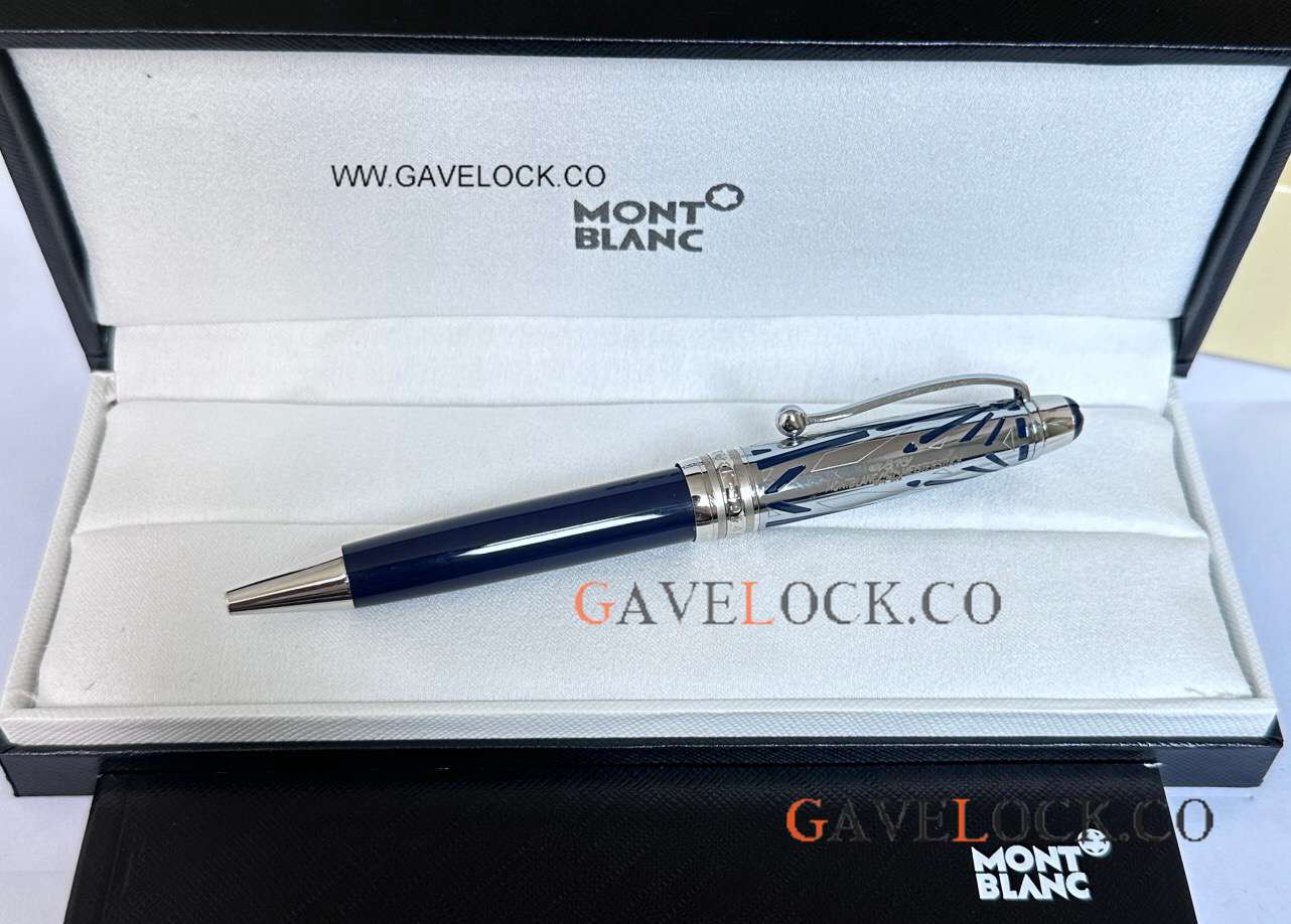 AAA Copy Montblanc 100 Yrs Meisterstuck Doue Ballpoint Blue-Silver Midsize